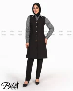 مانتو شلوار فیونا یقه انگلیسی سارافون دار کد 460295