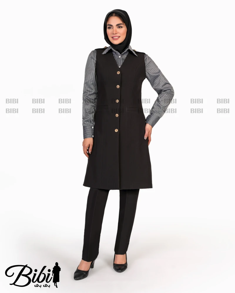 مانتو شلوار فیونا یقه انگلیسی سارافون دار کد 460295