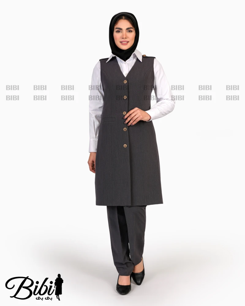 مانتو شلوار فیونا یقه انگلیسی سارافون دار کد 460295