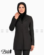 مانتو شلوار بزیاق ترک یقه انگلیسی طرح دیپلمات محو کد 460320